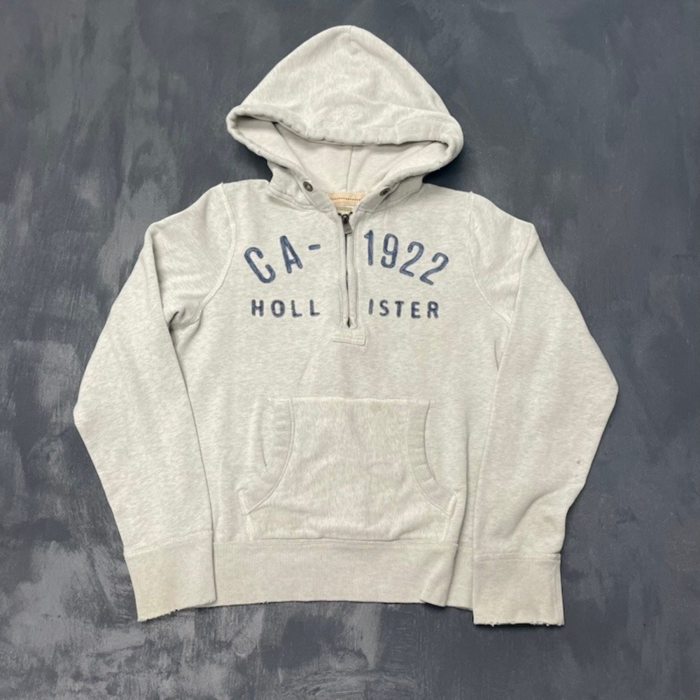 Vintage Hollister Hoodie Size M Gray 2000s Good Quarter Zip